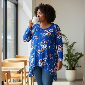 #779 Jules & Leopold Blue Floral Tunic Top